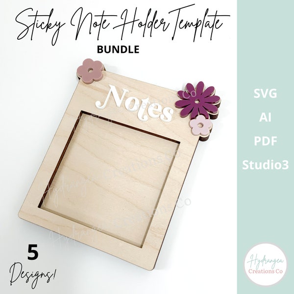 Sticky Note Pad Holder Template SVG | Laser Cut File | Post It Note Boho Retro Flowers | Teacher Student Office Mom Graduation Gift for Her