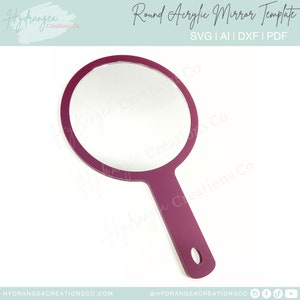 Acrylic Mirror SVG Laser Cut File | Round Logo Hand Held Beauty Salon Lash Tech | Personalized Make Up Bride Bridesmaid Mother Daughter Gift
