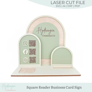 Triple Arch quadratische Reader-Halter-Vorlage SVG | Zahlungsmethode Craft Show Display | QR Code Instagram Social Media Station | Laser-Cut-Datei