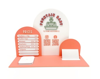 Square Reader Magnetic Interchangeable Pricing Sign Laser File | Market Craft Show Display | QR Code Social Media Pay | Business Card Holder