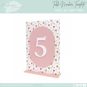 Table Number Layered Scallop SVG Laser Cut File Template Modern Acrylic Wood Signage | Wedding Bridal Baby Shower  Graduation Table Number