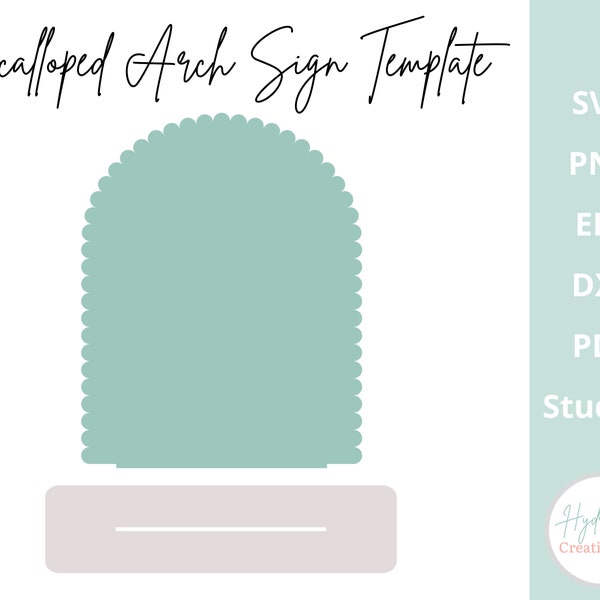 Scallop Arch Sign with Stand SVG Wedding Template - Social Media Sign - DXF PNG Pdf Eps Glowforge Cricut Laser Cut File