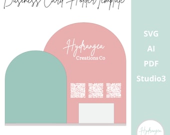 QR Code Social Media Payment Sign Business Card Holder Sign Laser File Template | Double Arch Market Craft Show | Vendor Display SVG