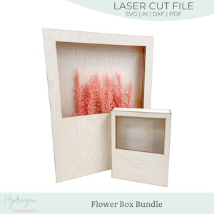 Boîte à fleurs signe de bienvenue fichier découpé au laser SVG Bundle | Bricolage mariage nuptiale baby shower en bois floral Polaroid Box Decor | Signalétique découpée au laser