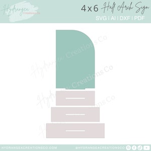 4 x 6 halve boog bord met standaard SVG Glowforge lasergesneden bestanden, bruiloft sjabloon, social media teken, QR-code betaling, handtekening drankje barmenu