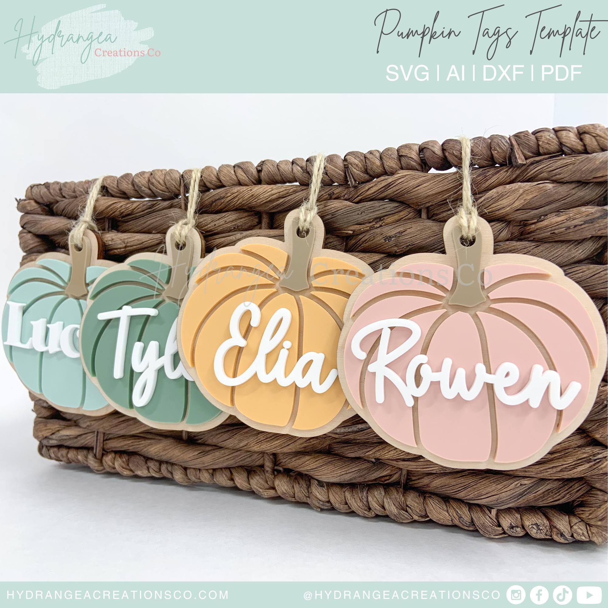 Pumpkin Halloween Basket Name Tag Laser Cut File SVG Acrylic Fall Ornament Plaque Sign, Farmhouse Halloween Decor, Autumn, Thanksgiving