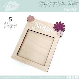 Sjabloon voor notitieblokhouder SVG | Lasergesneden bestand | Post-it-notitie boho retro bloemen | Leraar Student Kantoor Moeder Afstudeercadeau voor haar