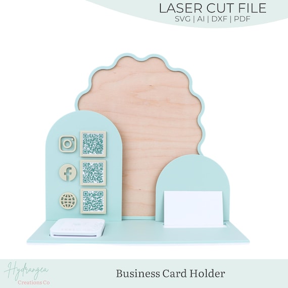 Wavy Arch Business Card Holder  Template SVG | Square Reader Craft Show Display | QR Code Instagram Social Media Station | Laser Cut File