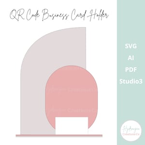 Halber Bogen oval QR-Code Social Media Visitenkartenhalter Zeichen Laser-Datei Vorlage | Acryl Holzbogen Markt Handwerksschau | Verkäufer Display SVG