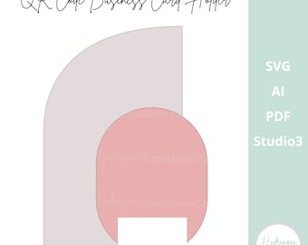 Half Arch Oval QR Code Social Media Business Card Holder Sign Laser File Template | Acrylic Wood Arch Market Craft Show | Vendor Display SVG