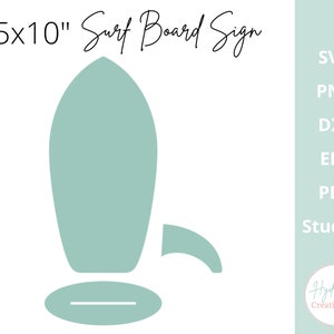 Surfbrett Zeichen SVG Mini Holz Surfbrett Ständer | Baby an Bord Tropischer Ozean Dusche | Strand Cake Topper Vorlage | Glowforge Laser Cut Datei