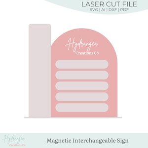 Magnetyczny znak smakowy z wymiennym plikiem laserowym SVG | Wystawa rzemieślnicza na targu | Akrylowy znak z cennikiem produktów | Menu barowe