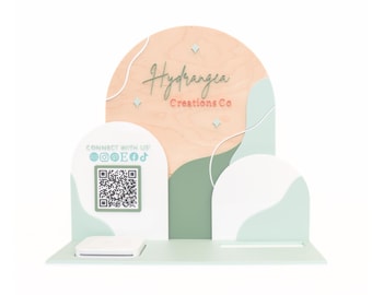 Square Reader Dock Laser File | Market Craft Show Display | Scan to Pay QR Code Social Media Payment Sign | Business Card Holder Station