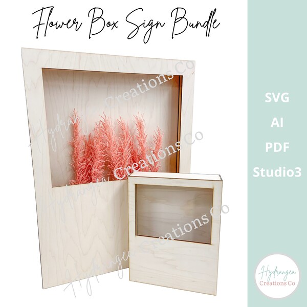Flower Box Welcome Sign Laser Cut File SVG Bundle | DIY Wedding Bridal Baby Shower Wood Floral Polaroid Box Decor | Laser Cut Signage