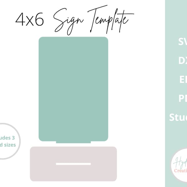 Rectangle Sign With Stand 4x6" | Glowforge SVG Laser Cut File | Wedding Table Numbers Social Media Market | Acrylic Wood Signage Template