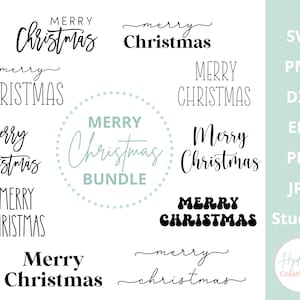 Feliz Natal SVG Pacote Férias Fazenda Rústico País Retro Script Palavras Clip Art PNG Dxf Glowforge Cut File Cricut
