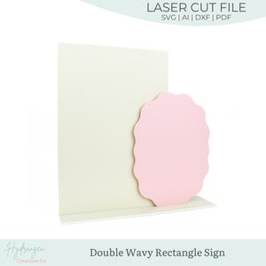 Doppelwelliges Rechteck Zeichen Vorlage SVG Hochzeit Beschilderung | Signatur Drink Sign | Social Media Zeichen | Brautparty QR Code | Laser-Cut-Datei