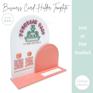 QR-Code Social Media Sign Laser Cut Datei | Logo Visitenkartenhalter Laser Template | Kleinmarkt Craft Show Display | Scan to Pay Zeichen