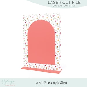 Modèle SVG de signe rectangulaire en forme d'arche Signalétique de mariage | Enseigne pour boisson ou cadeau signature | Signalétique pour la mariée ou la baby shower | Fichier découpé au laser