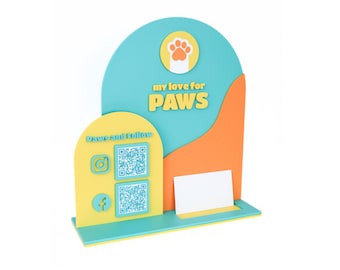 QR Code Arch Wavy Business Card Holder Laser SVG Cut File | Payment Scan to Pay Sign | Business Card Holder | Market Craft Show Display