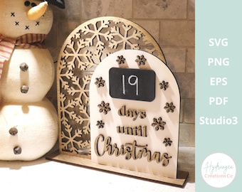 Christmas Countdown Sign SVG Days Until Christmas, Sleeps Til Santa, Advent Calendar, Wood Glowforge Laser Cut File, Digital Download