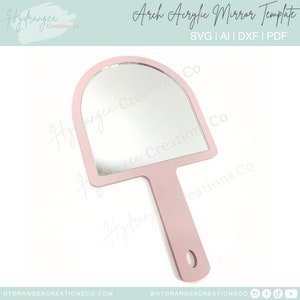 Espejo acrílico SVG Archivo cortado con láser, Logotipo de arco, Salón de belleza de mano, Tecnología de pestañas, Maquillaje personalizado, Novia, Dama de honor, Madre, Hija, Regalo