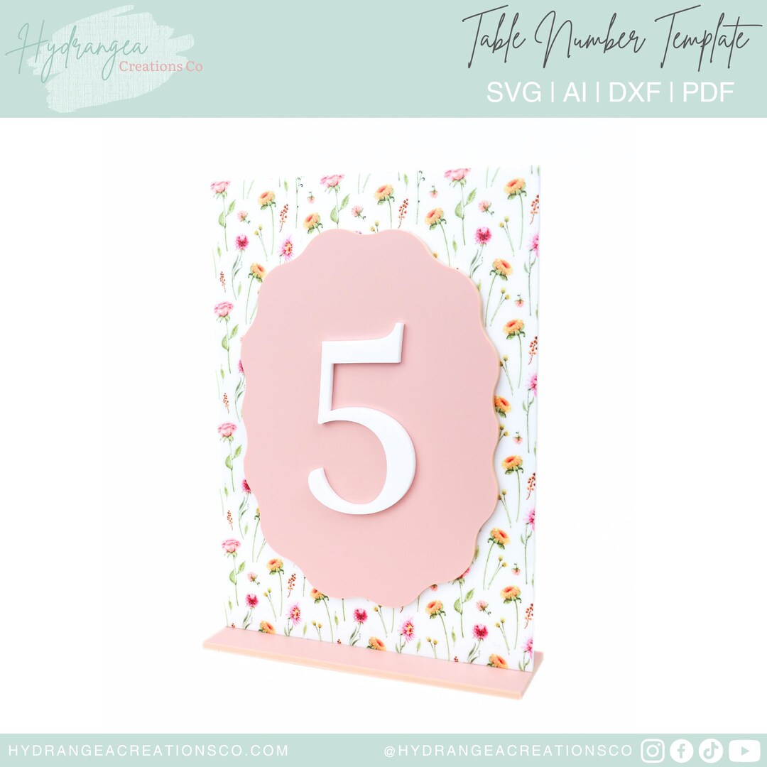 Table Number Layered Wavy SVG Laser Cut File Template Modern Acrylic ...