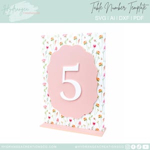 Table Number Layered Wavy SVG Laser Cut File Template Modern Acrylic Wood Signage | Wedding Bridal Baby Shower  Graduation Table Number