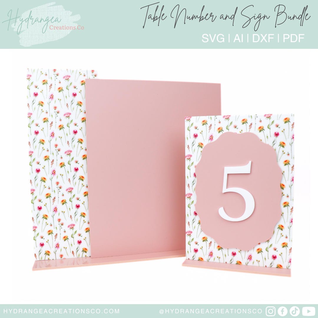 Wavy Table Number and Double Rectangle Sign Bundle SVG Laser Cut File ...