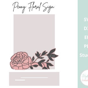 Flower Bar Sign Peony Laser File SVG Señalización de boda acrílica / Número de mesa Menú de barra de bebidas / Garden Party Bridal Baby Shower / Glowforge