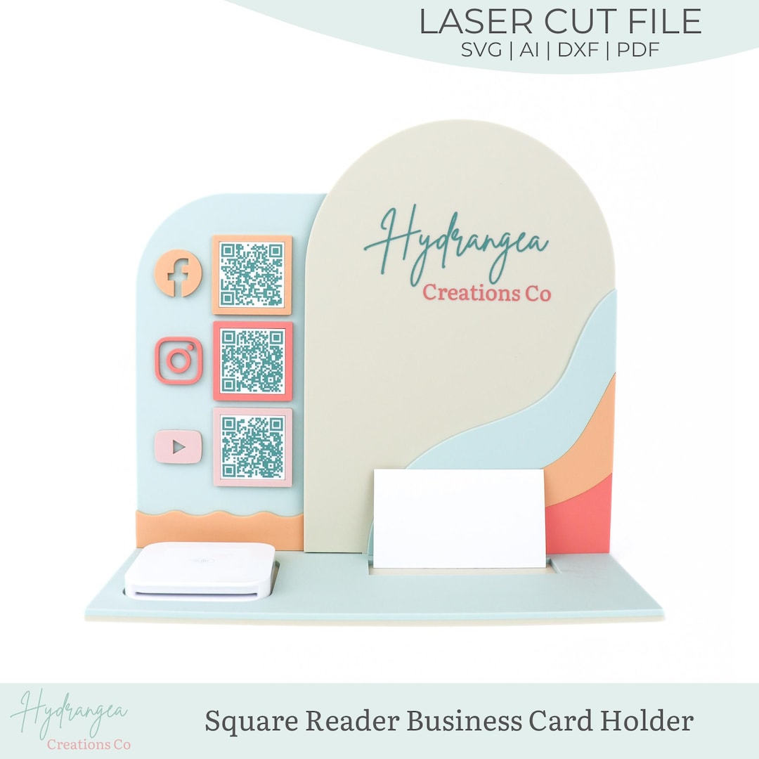 Rainbow Square Reader Business Card Holder SVG | Payment Method Craft ...