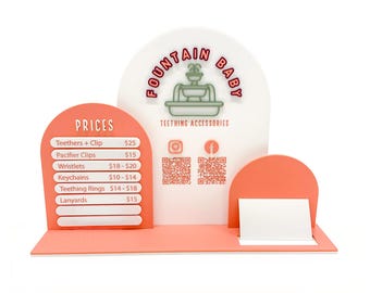 Magnetic Business Menu Pricing Sign Laser File SVG | Market Craft Show Display | Menu | QR Code Social Media Pay | Business Card Holder