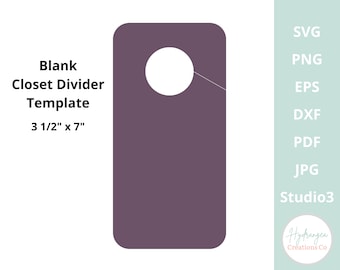 Closet Divider Template SVG - Door Hanger - Baby Clothes Divider Blank - Nursery Hanger Editable Printable PNG DXF Cricut