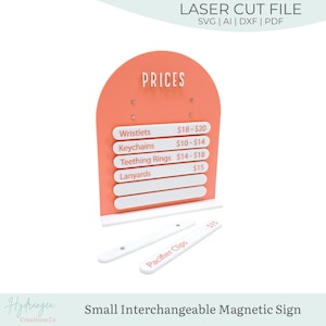Magnetic Interchangeable Pricing Flavor Product Sign Laser File | Market Craft Show Retail Display | Acrylic Price List Sign | Bar Menu