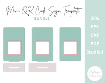 Mini QR Code Business Sign Template SVG | Glowforge Laser Cut File | Salon Beauty Sign, Wifi, Menu, Price List, Social Media, Scan to Pay