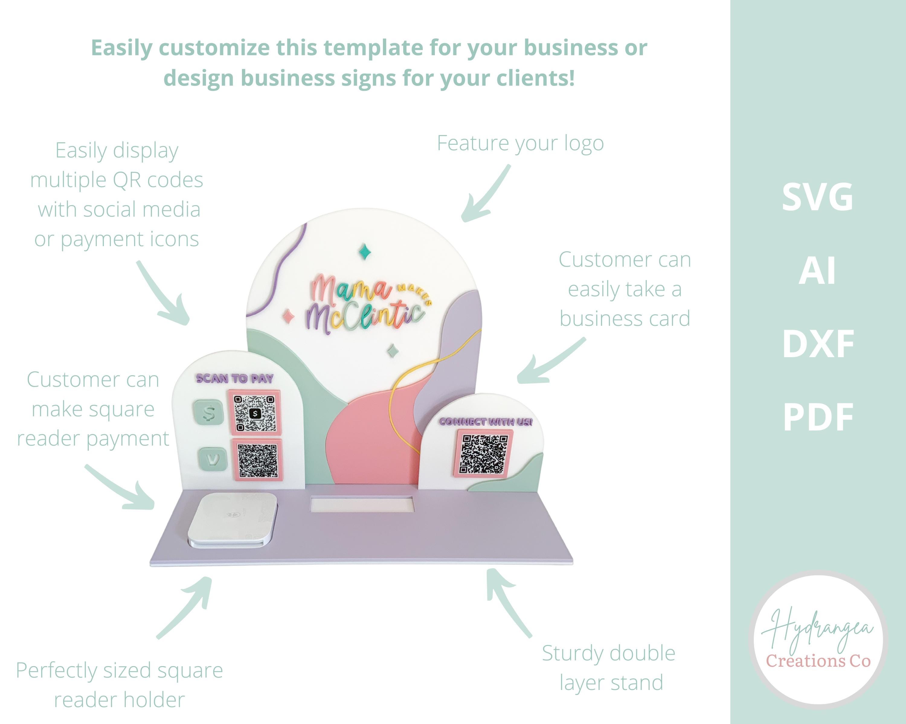 Square Reader Dock Laser File SVG | Market Craft Show Display | Scan to ...