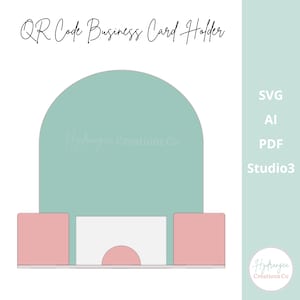 QR-code social media betaling visitekaartje houder teken laserbestand sjabloon | Acryl houten boog Market Craft Show | Leveranciersdisplay-SVG