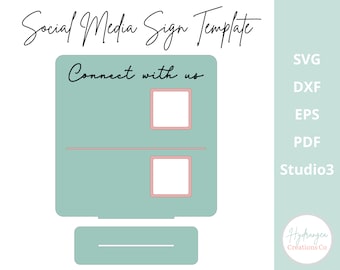 Social Media Sign Template SVG | Craft Fair Vendor Market Pop Up Shop | Scan to Pay Payment QR Code Business Sign | Glowforge Laser Cut File