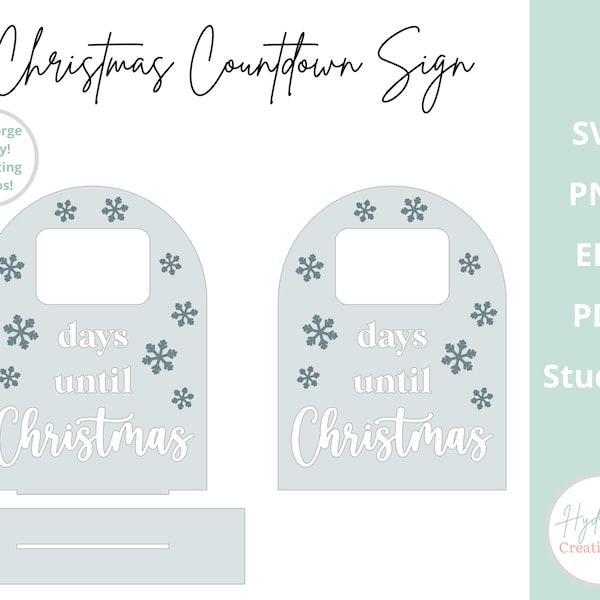 Christmas Countdown Sign SVG Days Until Christmas, Sleeps Til Santa, Advent Calendar, Wood Glowforge Laser Cut File, Digital Download