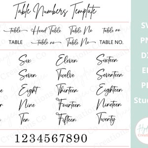 Numeri del tavolo di nozze SVG Decorazioni da tavola fai da te Carte stazionarie / Modello di cartello in legno acrilico di carta / File di taglio laser Glowforge Cricut