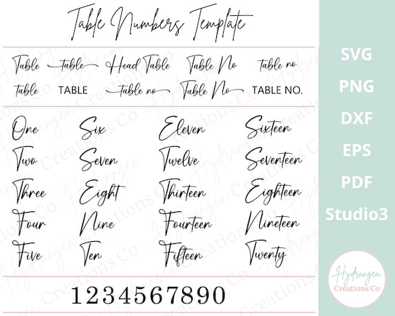 Wedding Table Numbers SVG DIY Table Decor Stationary Cards | Paper Acrylic Wood Sign Template |  Glowforge Laser Cut File Cricut