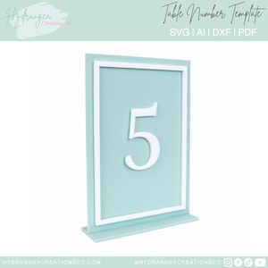 Rectangle Table Number SVG Laser Cut File Template Modern Minimalist Wedding Acrylic Wood Signage | Bridal Baby Shower Baptism Graduation