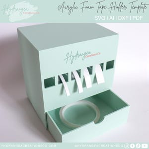 Schaum Klebeband Abroller SVG Acryl Foamie Doppelseitig Rolle Schublade Aufbewahrungshalter | Papier Handwerk Versorgung Lagerung Organizer | Laser Cut Vorlage