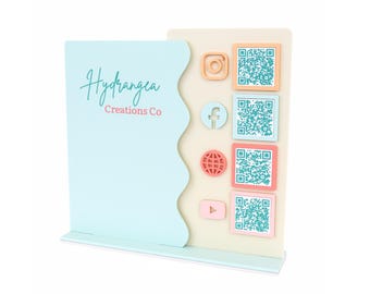 4 QR Code Wavy Business Sign Laser SVG Cut File | Payment Scan to Pay Sign | Social Media Station | Market Craft Show Display