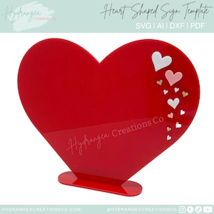 Modelo de arquivo de corte a laser SVG de sinal de coração para o dia dos namorados | Placa de mesa de menu de bebidas com assinatura em acrílico com suporte | Chá de panela de casamento