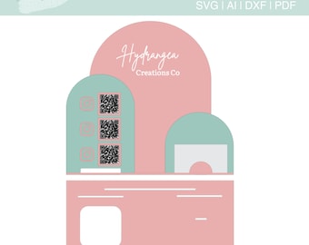 QR Code Social Media Square Reader Sign Laser SVG Cut File | Payment Scan to Pay Sign | Business Card Holder | Market Craft Show Display