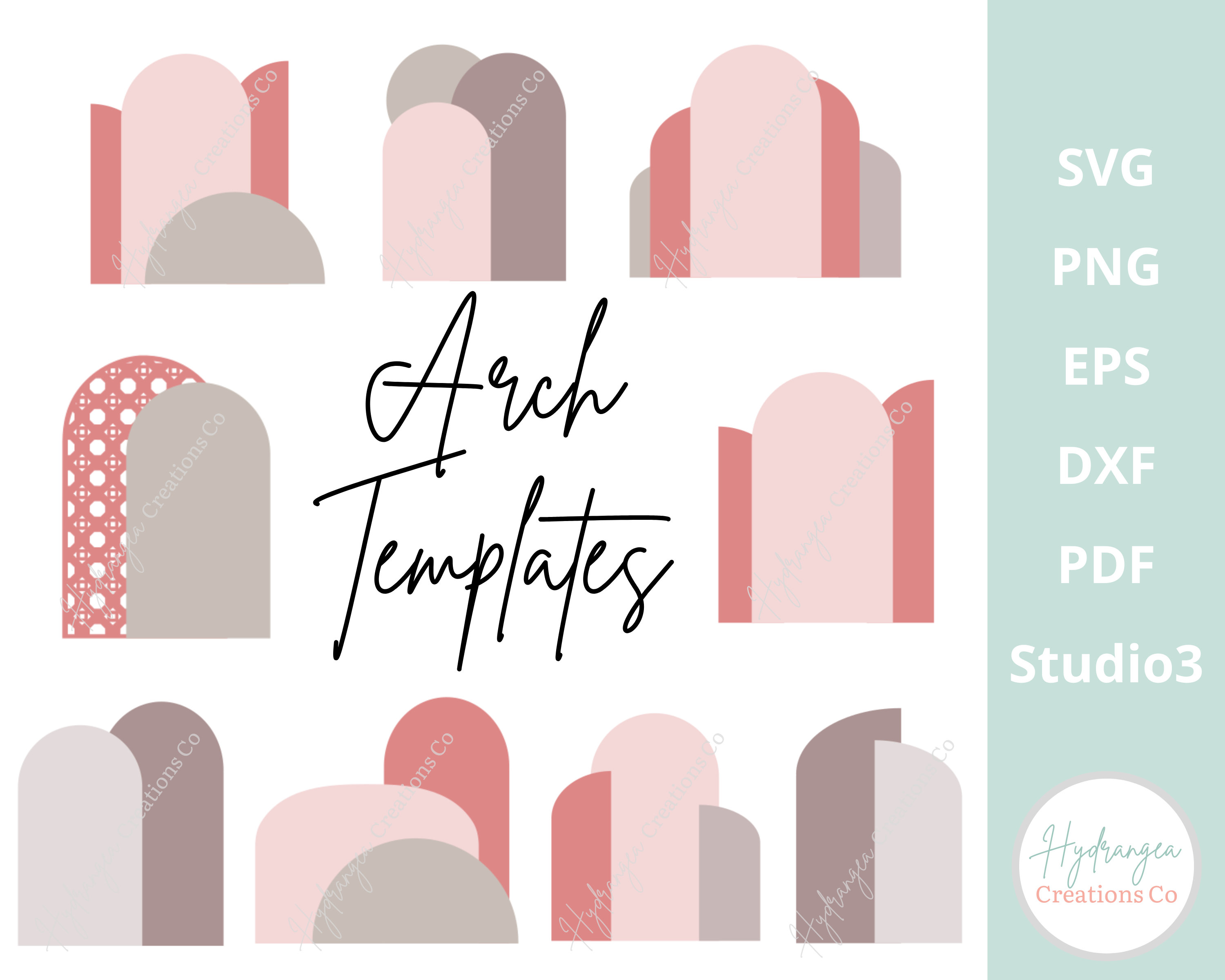 Arch Template Bundle SVG Boho Wedding Chiara Arch Sign - Half Arch Double Arch Decal - DXF PNG Eps Cricut Laser Cut File
