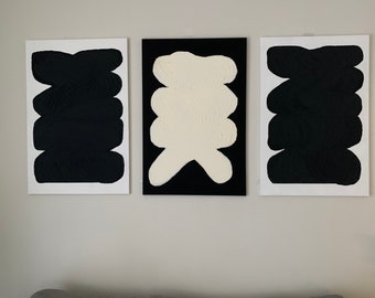 Black and white Textured art painting-Trio Set