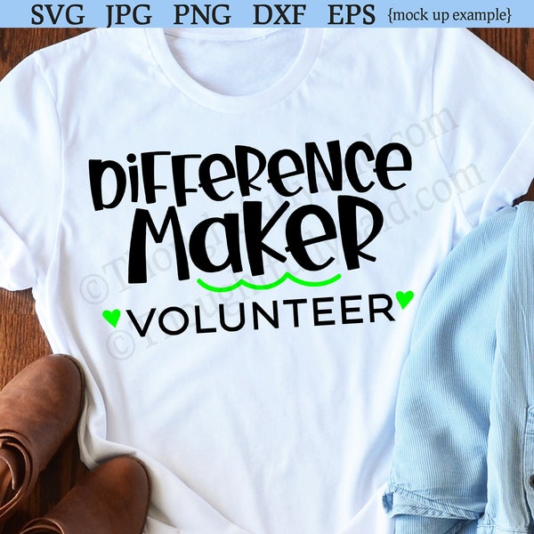 Difference Maker, Volunteer SVG jpg dxf png eps vector die cutting file design, Silhouette Cameo Cricut, volunteer gift or coffee cup svg