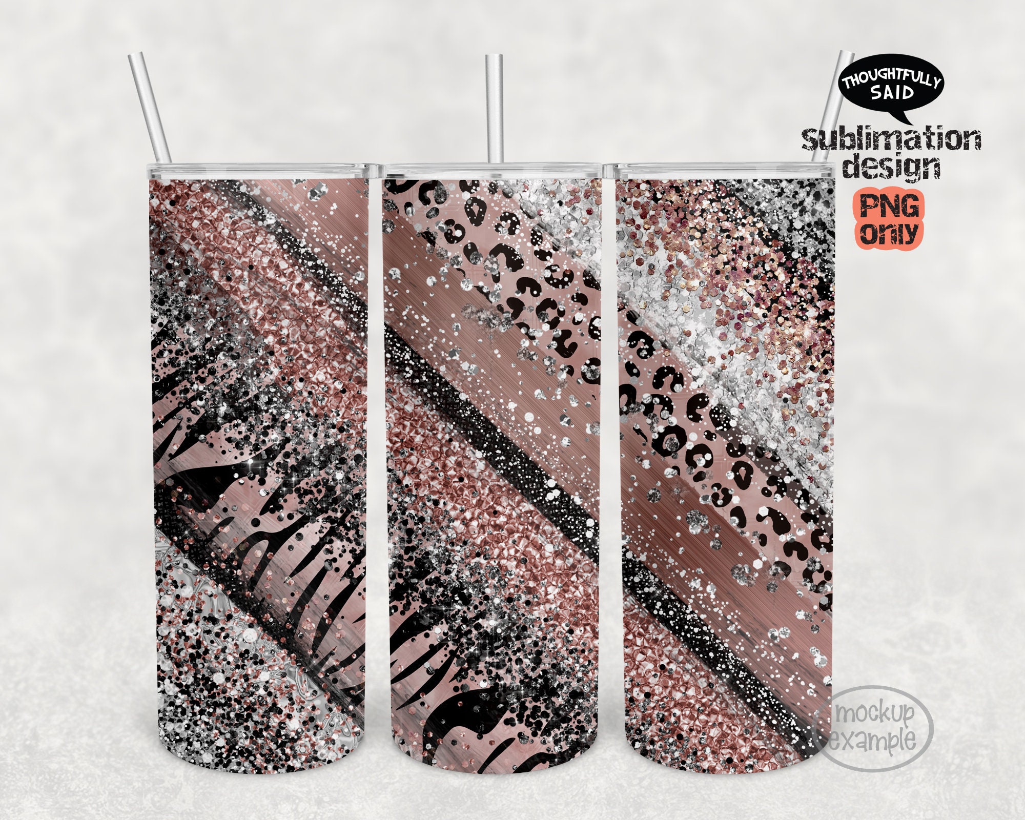 Rose Gold Tumbler Design and Silver and Black Glitter Milky - Etsy